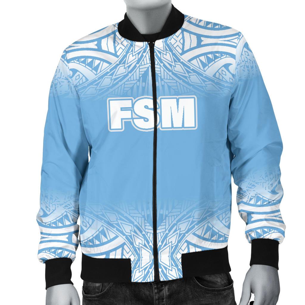 Federated States of Micronesia Men's Bomber Jacket - Fog Blue Style - Polynesian Pride