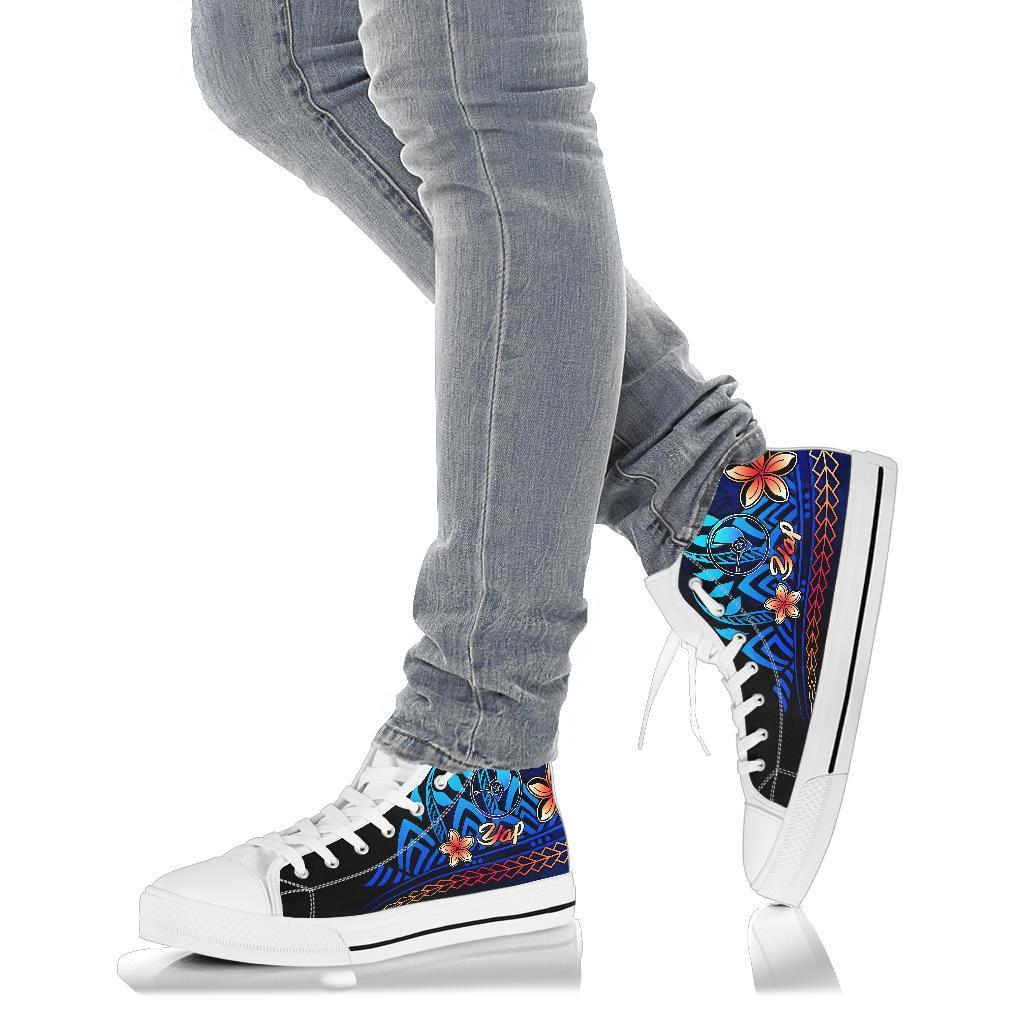 Yap High Top Shoes Blue - Vintage Tribal Mountain - Polynesian Pride