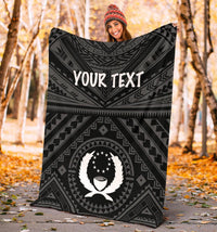 Pohnpei Personalised Premium Blanket - Pohnpei Seal With Polynesian Tattoo Style ( Black) - Polynesian Pride