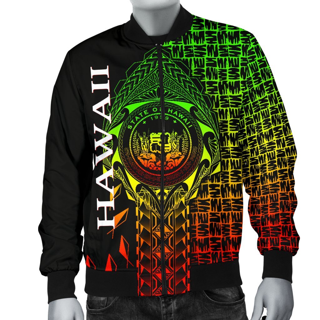 Hawaii Men's Bomber Jacket - Hawaii Seal Rocket Style (Reggae) - Polynesian Pride
