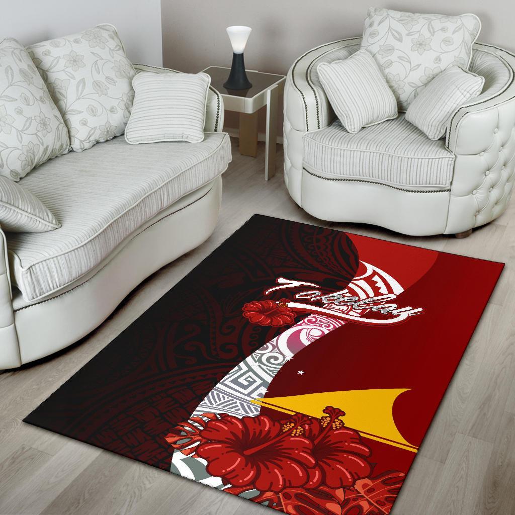 Tokelau Polynesian Area Rug - Coat Of Arm With Hibiscus - Polynesian Pride