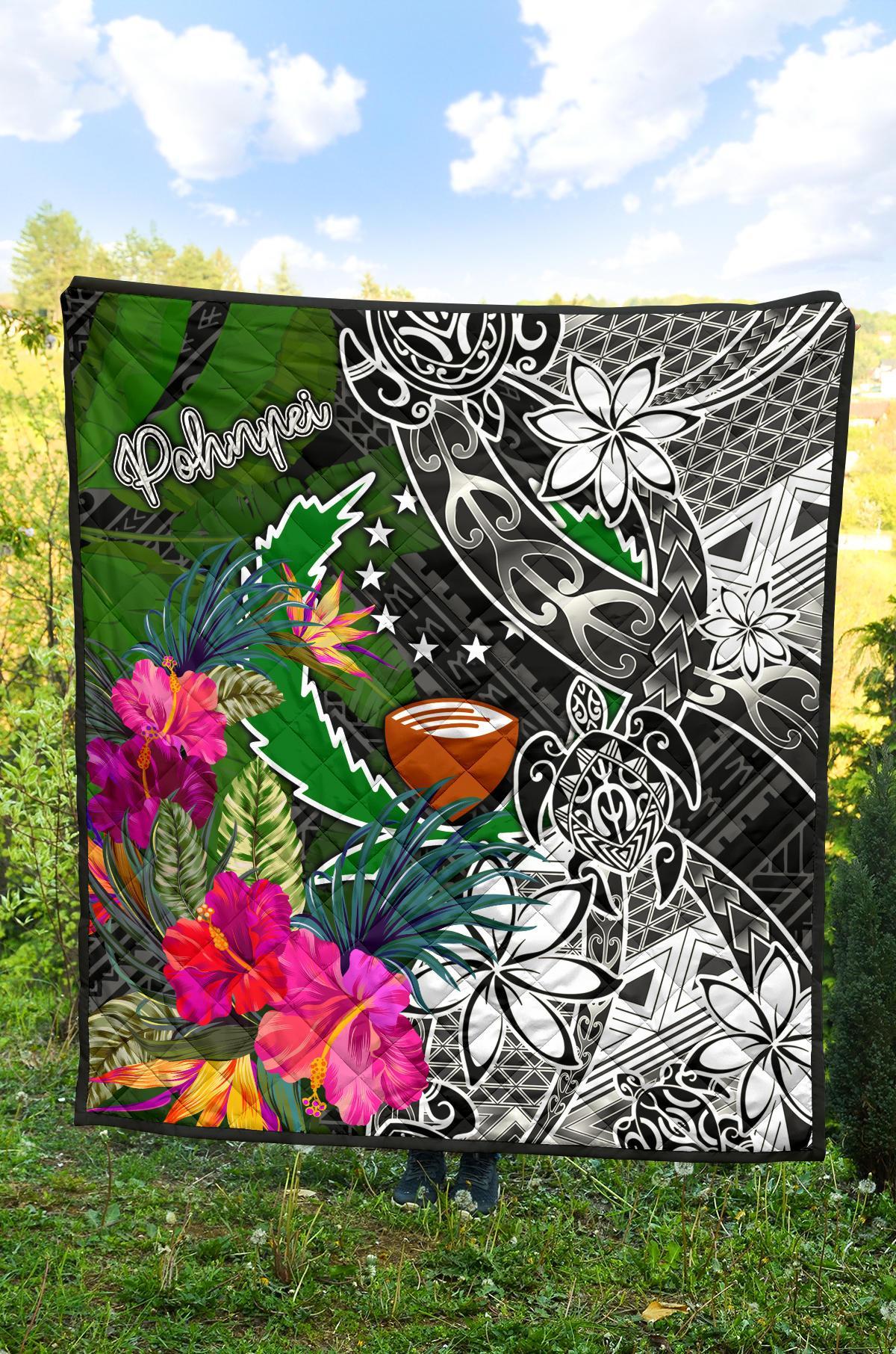 Pohnpei Premium Quilt - Turtle Plumeria Banana Leaf - Polynesian Pride