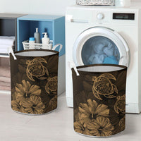 Hibiscus Turtles Hawaii Laundry Basket Gold AH - Polynesian Pride