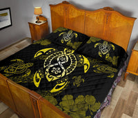 Hawaii Polynesian Turtle Quilt Bed Set Flow Of Turtle Yellow - Polynesian Pride