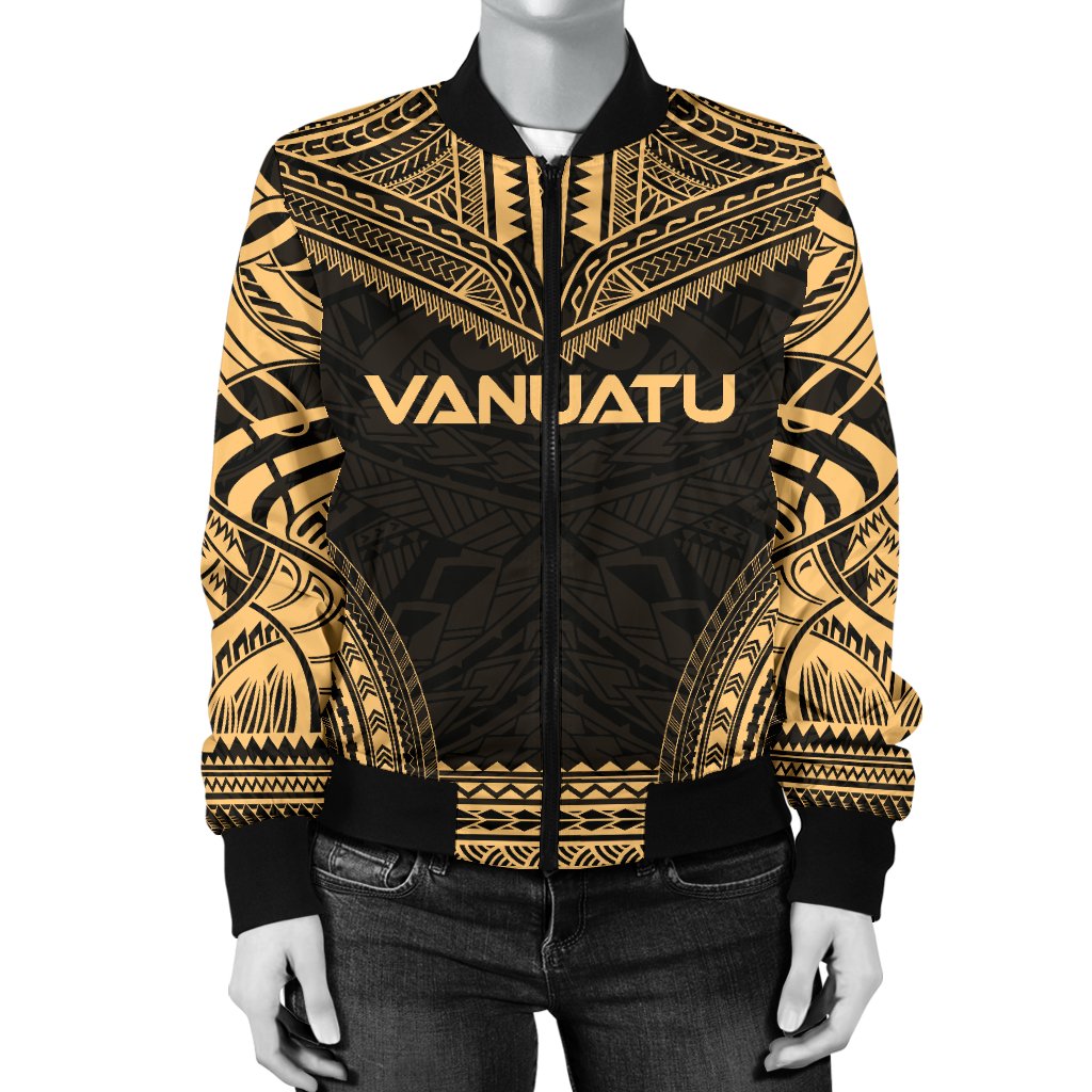 Vanuatu Polynesian Chief Women'S Bomber Jacket - Gold Version - Polynesian Pride