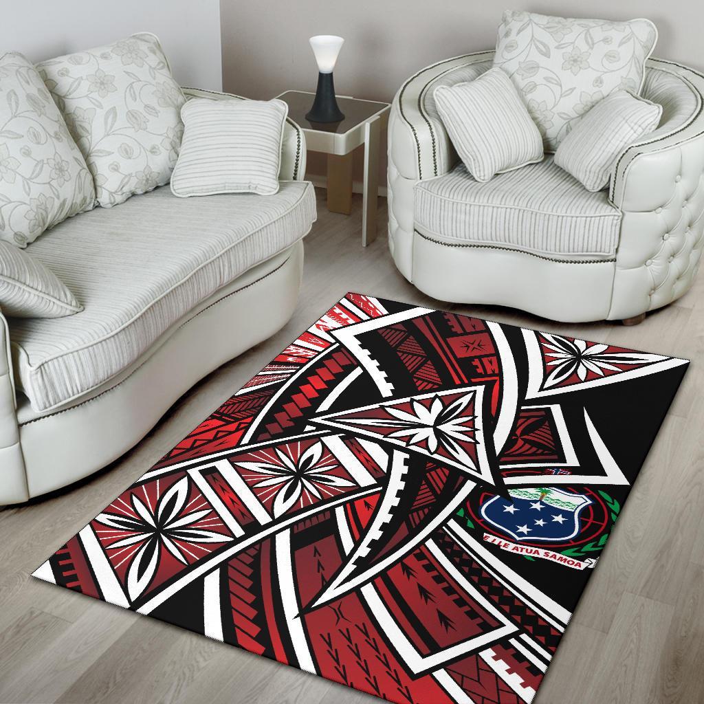 Samoa Area Rug - Tribal Flower Special Pattern Red Color - Polynesian Pride