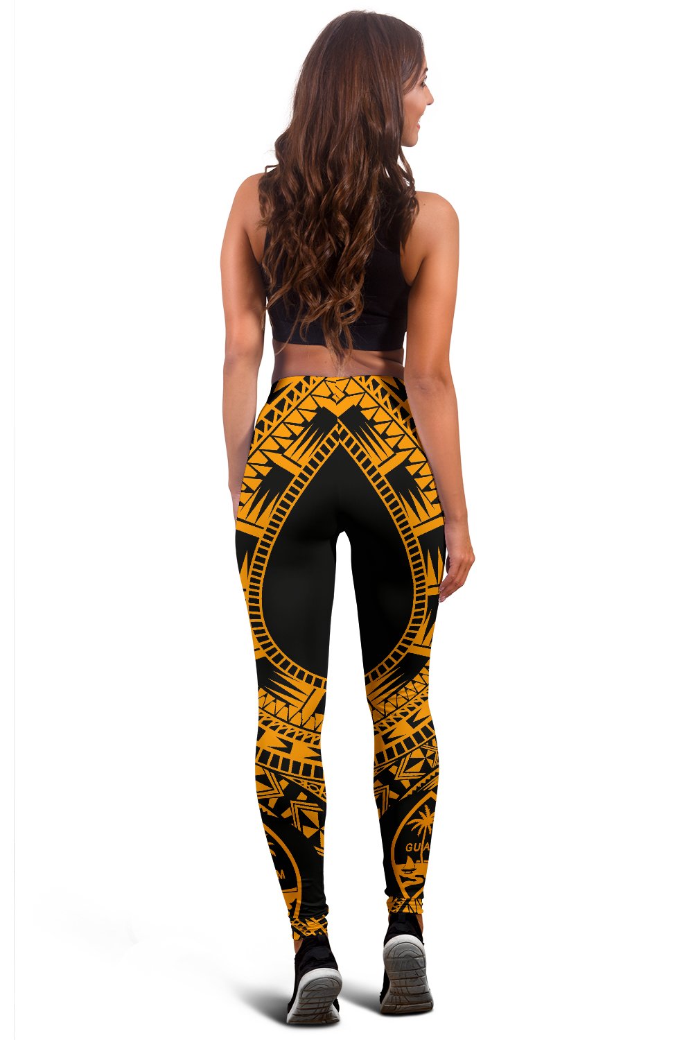 Guam Women Leggings Polynesian Pattern Gold - Polynesian Pride
