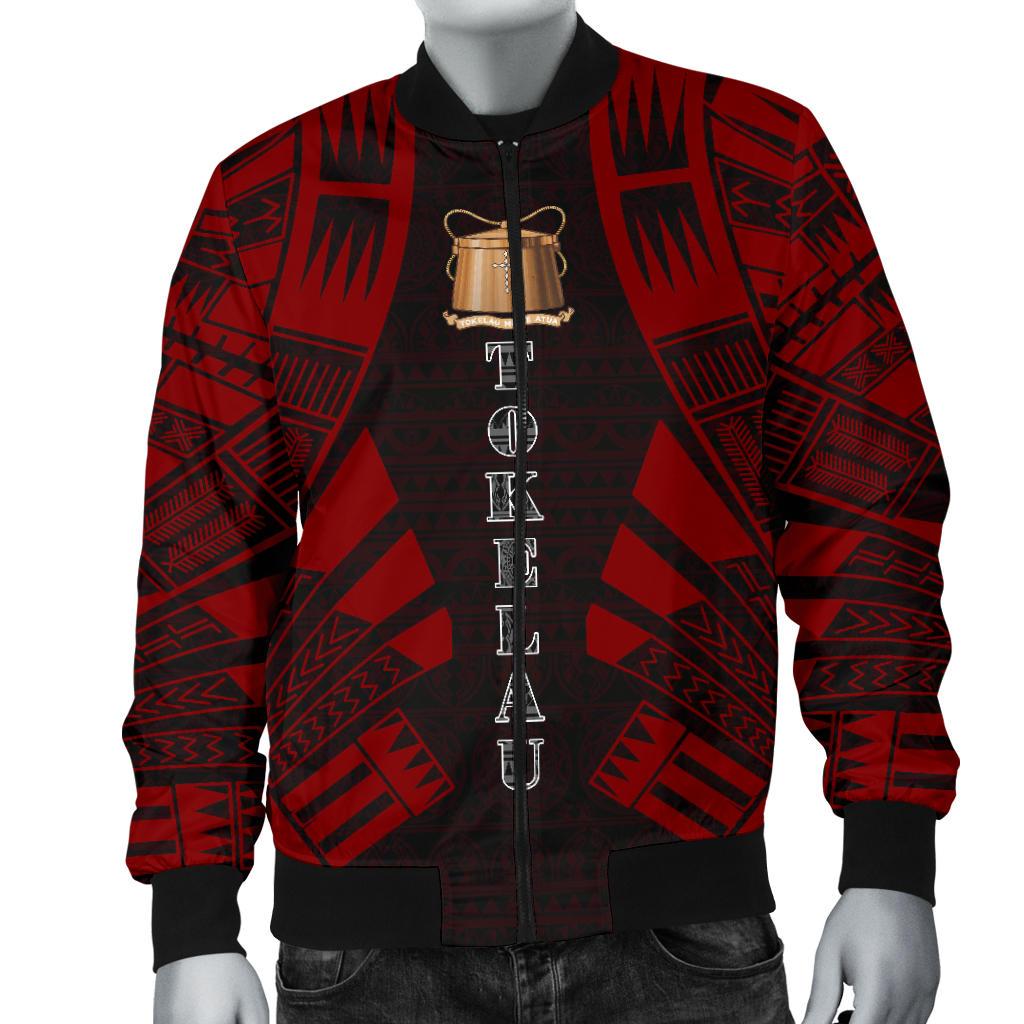 Tokelau Men Bomber Jackets - Polynesian Tattoo Red - Polynesian Pride