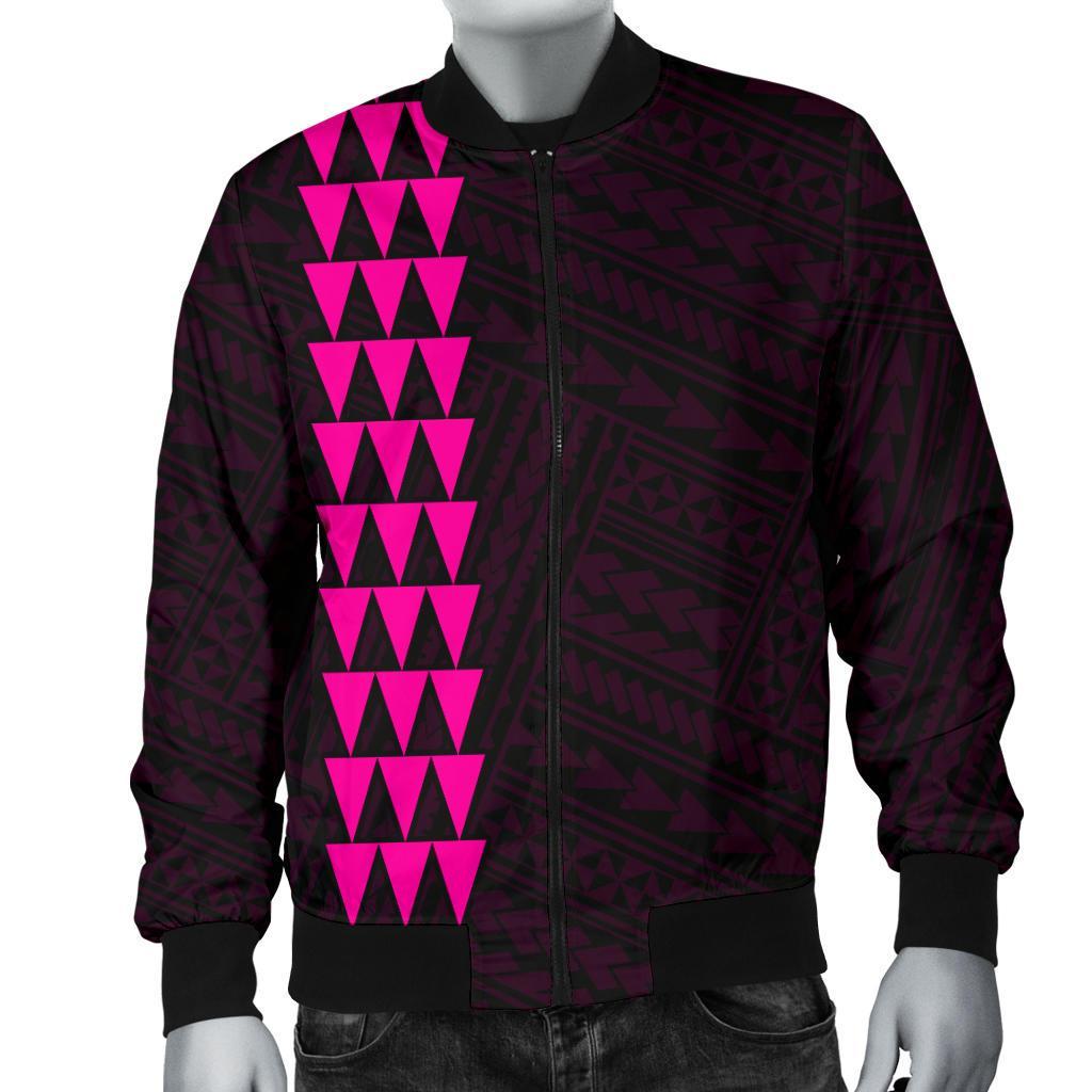 Hawaii Kakau Polynesian Coat Of Arms Men's Bomber Jacket - Pink - Polynesian Pride