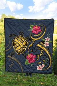 Hawaii Polynesian Turtle Hibiscus Plumeria Premium Quilt - Nane Style - Polynesian Pride