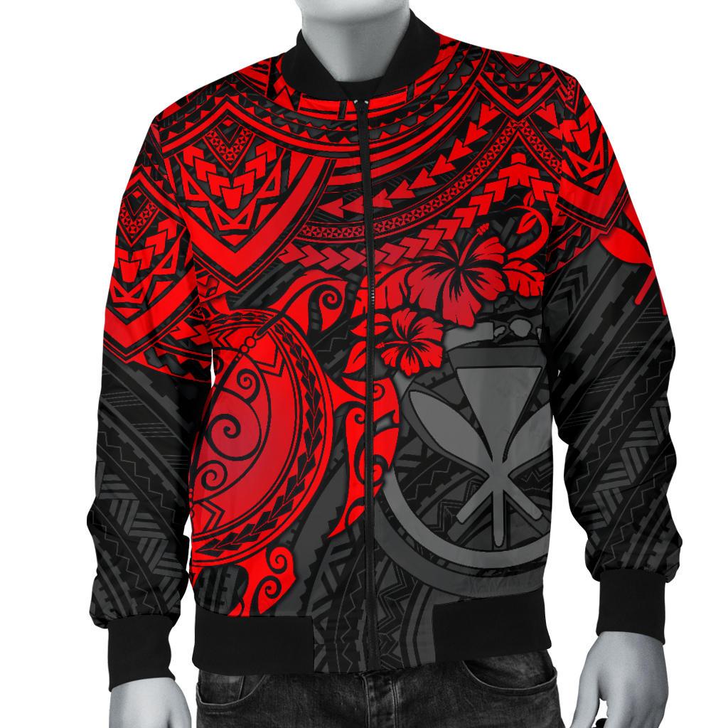 Polynesian Hawaii Bomber Jacket (Men) - Red Turtle - Polynesian Pride
