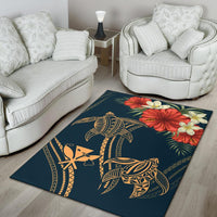 Hawaii Polynesian Turtle Hibiscus Rug - Nolan Style - Polynesian Pride