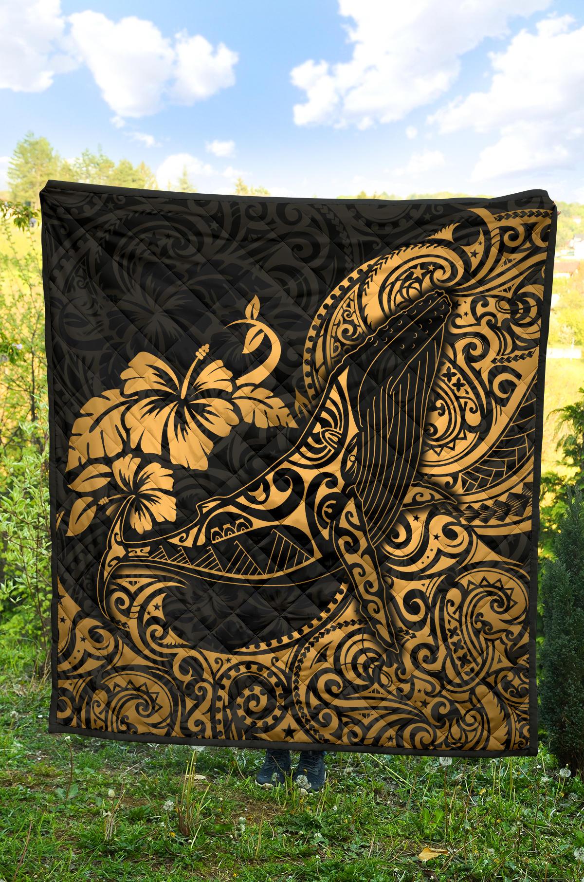 Polynesian Hawaii Premium Quilt - Polynesian Golden Humpback Whale - Polynesian Pride