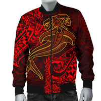 Polynesian Men's Bomber Jacket - Red Shark Polynesian Tattoo - Polynesian Pride