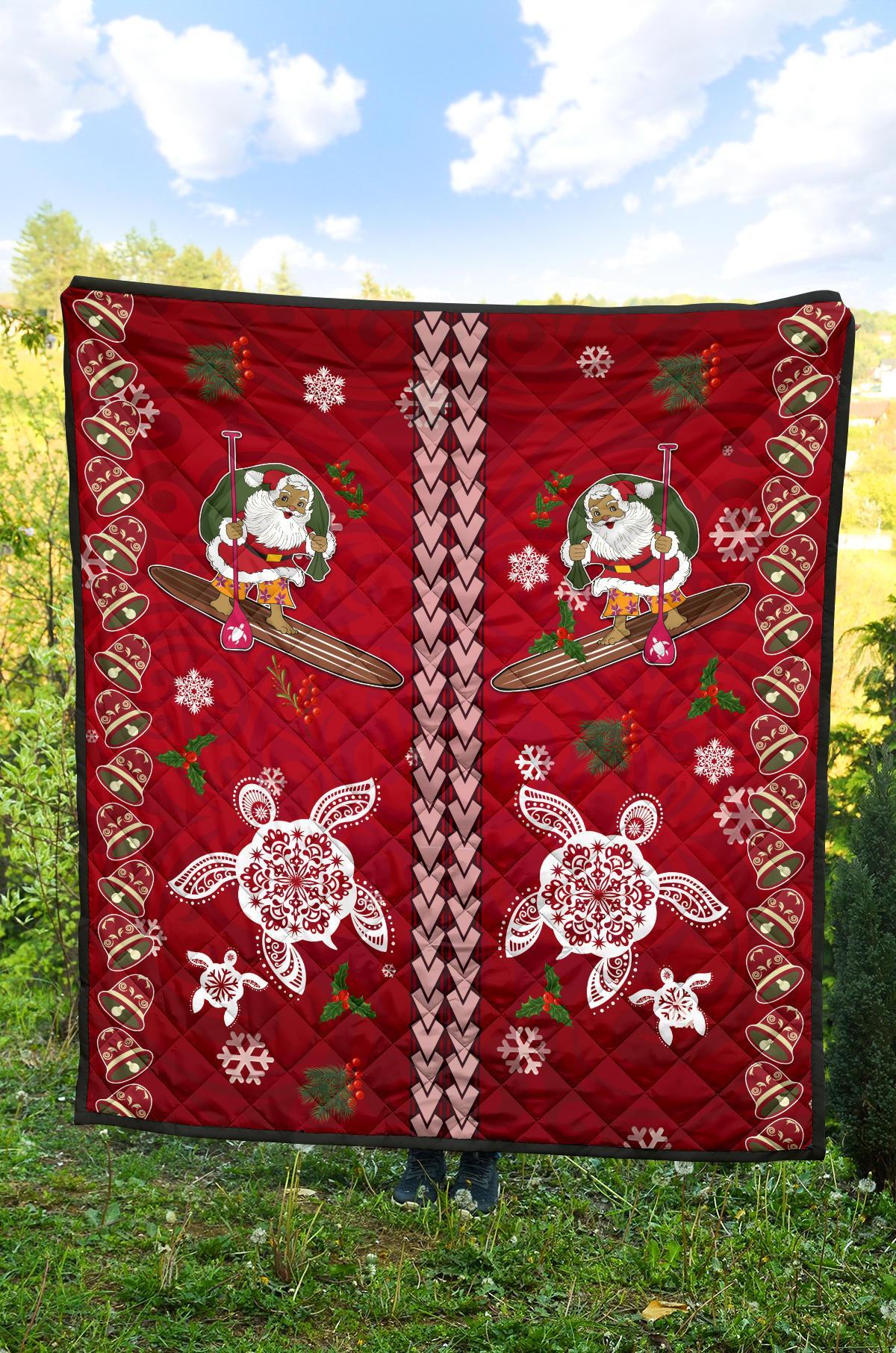Hawaii Turtle Santa Claus Pattern Christmas Premium Quilt - San Style - AH - Polynesian Pride