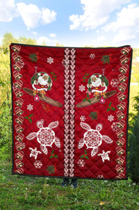 Hawaii Turtle Santa Claus Pattern Christmas Premium Quilt - San Style - AH - Polynesian Pride