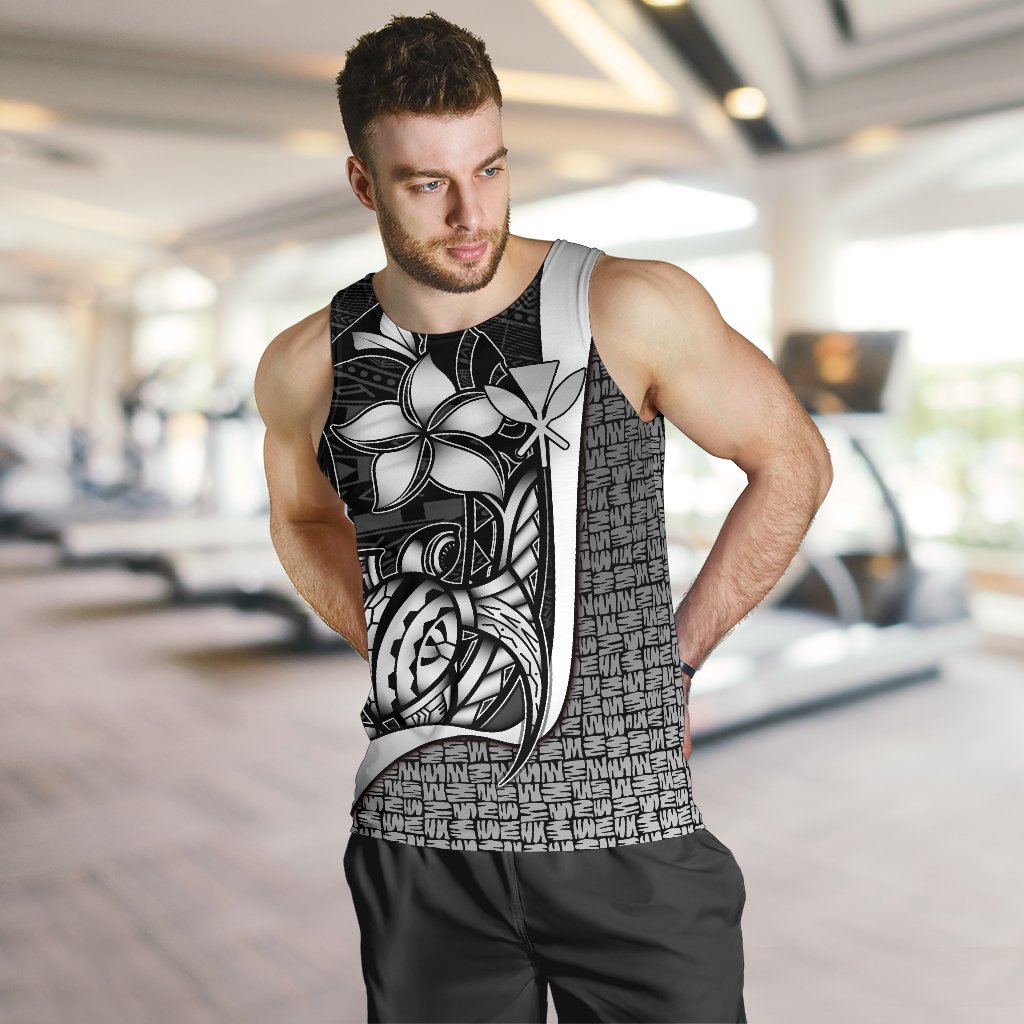Polynesian Hawaii Men Tank Top White - Turtle with Hook - Polynesian Pride