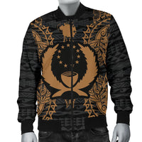 Pohnpei Polynesian Men's Bomber Jacket Map Gold - Polynesian Pride