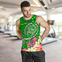 Tahiti Custom Personalised Men's Tank Top - Turtle Plumeria (Green) - Polynesian Pride