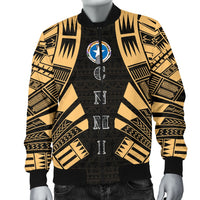 Northern Mariana Islands Men Bomber Jackets - Polynesian Tattoo Gold - Polynesian Pride