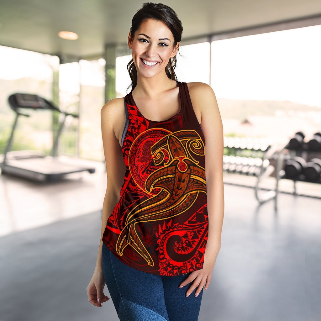 American Samoa Women's Racerback Tank - Red Shark Polynesian Tattoo - Polynesian Pride