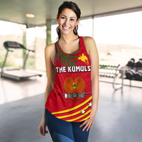 Papua New Guinea Rugby Women Racerback Tank Coconut Leaves - The Kumuls - Polynesian Pride