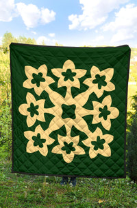 Hawaiian Premium Quilt Royal Pattern - Green - A1 Style - Polynesian Pride