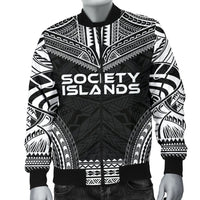 Society Islands Polynesian Chief Men's Bomber Jacket - Black Version - Polynesian Pride
