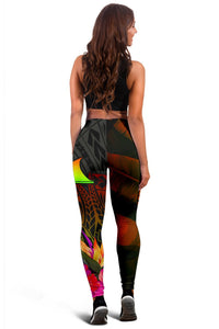 Tokelau Polynesian Personalised Women's Leggings - Hibiscus and Banana Leaves - Polynesian Pride