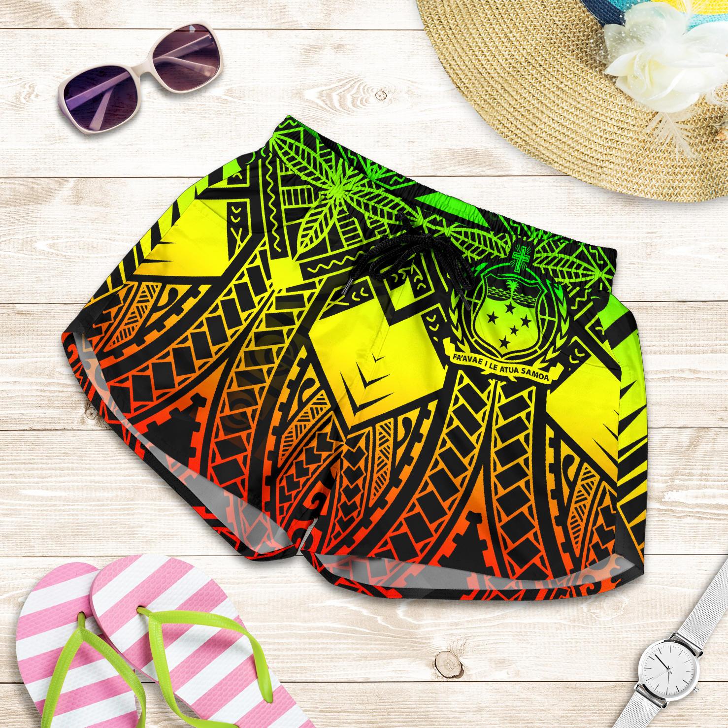 Samoa Polynesian Women's Shorts - Samoa Reggae Seal with Polynesian Tattoo Women Reggae - Polynesian Pride