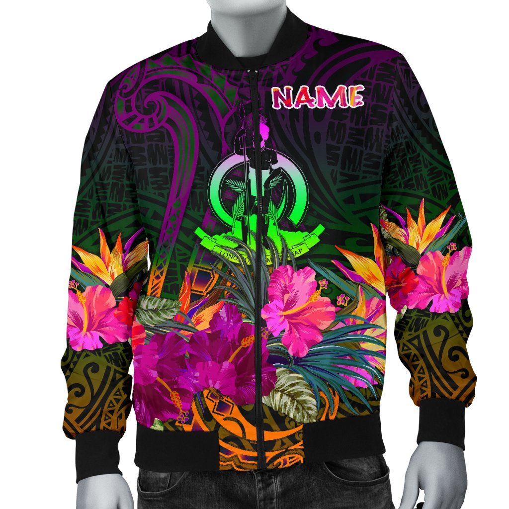 Vanuatu Personalised Men's Bomber Jacket - Summer Hibiscus - Polynesian Pride