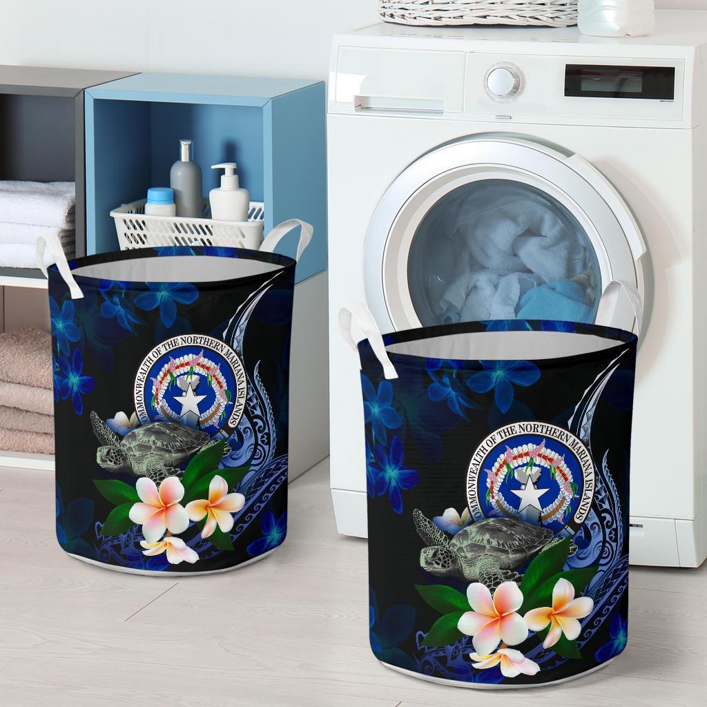 Northern Mariana Islands Polynesian Laundry Basket - Turtle With Plumeria Flowers - Polynesian Pride