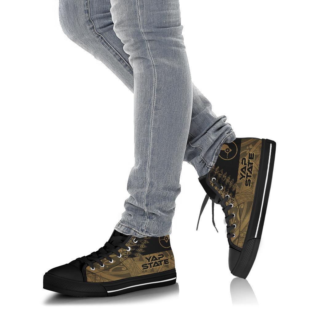 Yap State High Top Shoes - Gold Color Symmetry Style - Polynesian Pride