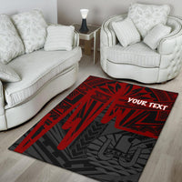 Tahiti Personalised Area Rug - Tahiti Seal In Heartbeat Patterns Style (Red) - Polynesian Pride