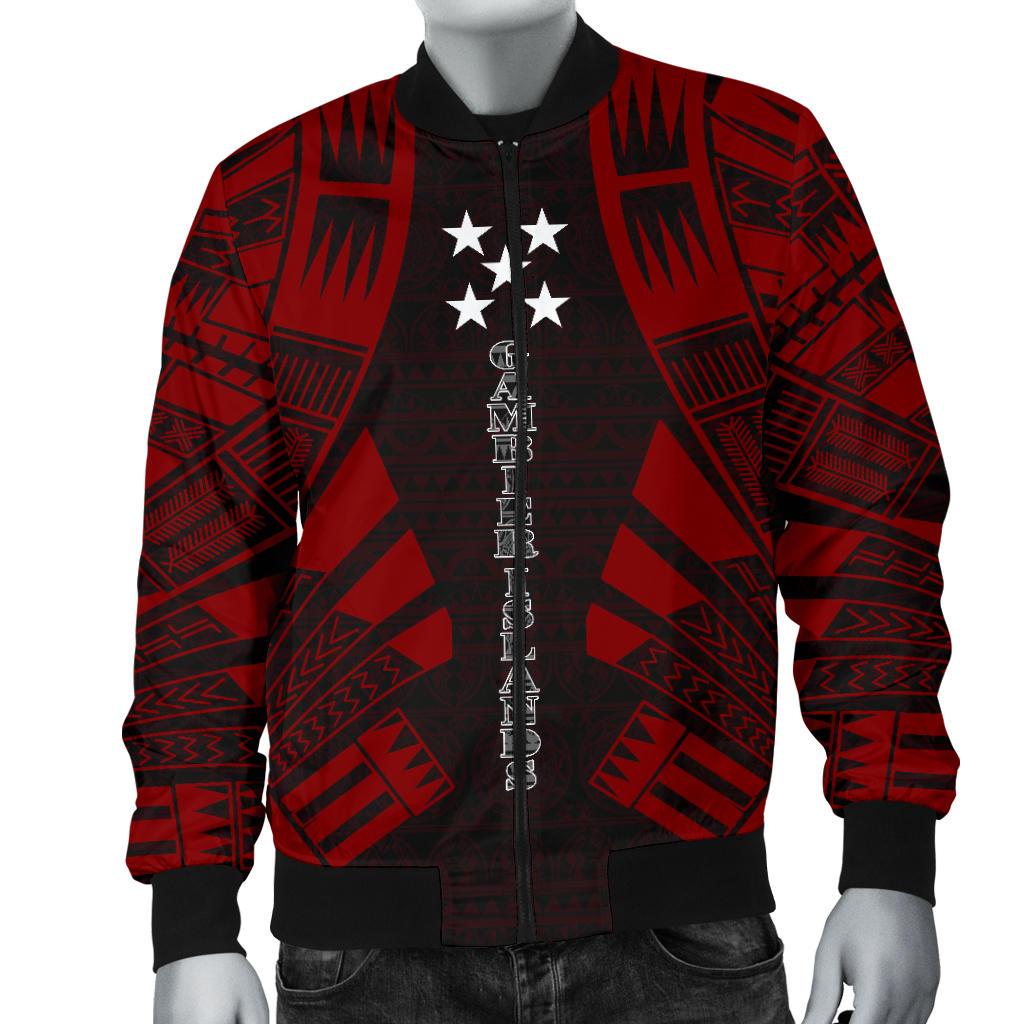 Gambier Islands Men Bomber Jackets - Polynesian Tattoo Red - Polynesian Pride