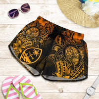 Guam Polynesian Women Shorts - Gold Turtle Homeland - Polynesian Pride