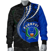 Pohnpei Men's Bomber Jacket Kanaloa Tatau (Black) - Polynesian Pride