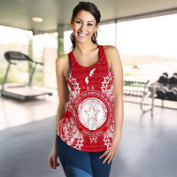 Northern Mariana Islands Polynesian Women Tank Top Map Red White - Polynesian Pride