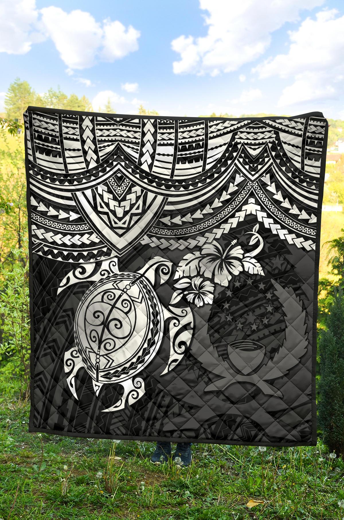 Pohnpei Polynesian Premium Quilt - Polynesian White Turtle - Polynesian Pride