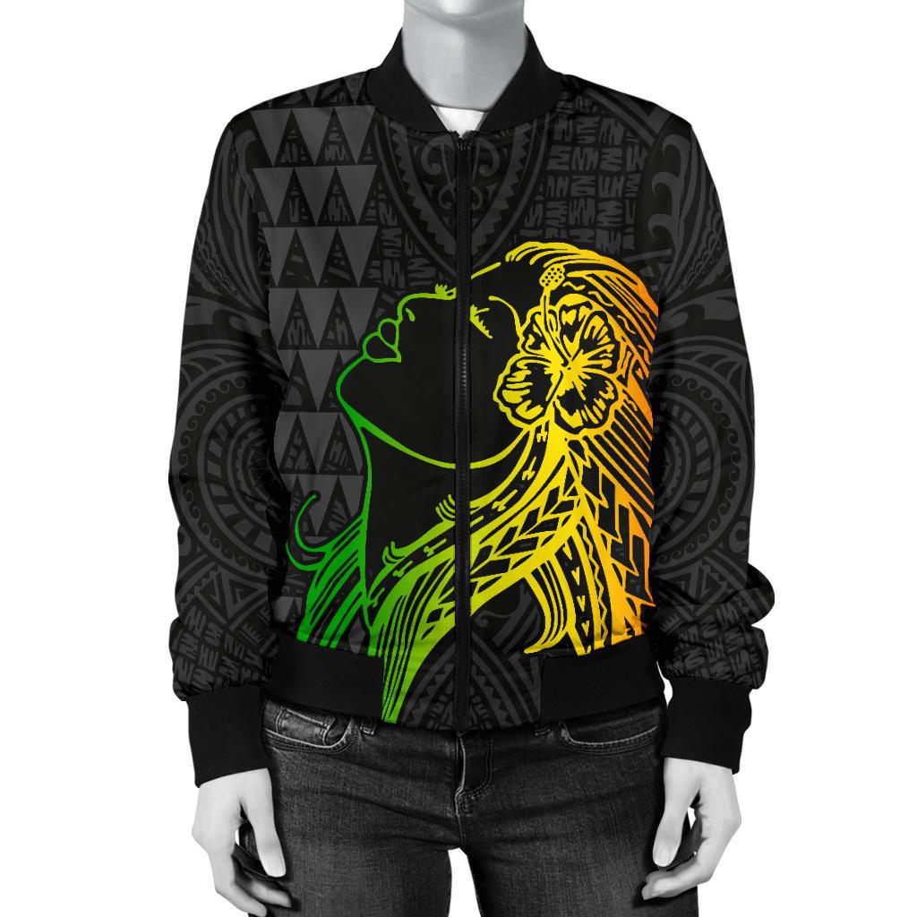 Hula Girl And Turtle Hibiscus Women's Bomber Jacket - Polynesian Pride