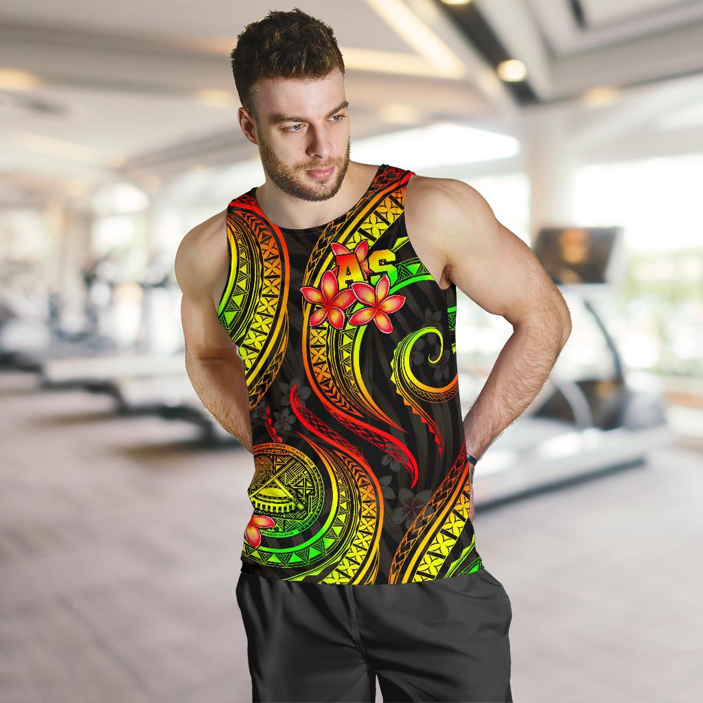 American Samoa Polynesian Men Tank Top - Reggae Plumeria - Polynesian Pride