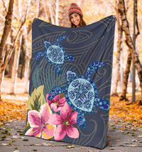 Hawaii Turtle Hibiscus Premium Blanket - LH Style - Polynesian Pride
