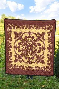 Hawaiian Premium Quilt Royal Pattern - Coral - Polynesian Pride