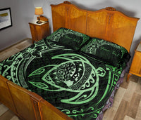 Personalized - Hawaii Quilt Bed Set Map Circle Polynesian Turtle - Green - Polynesian Pride
