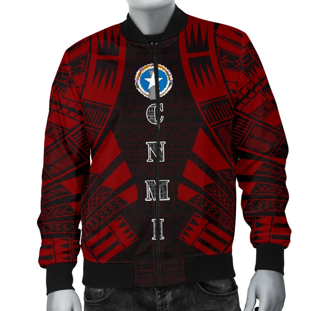 Northern Mariana Islands Men Bomber Jackets - Polynesian Tattoo Red - Polynesian Pride