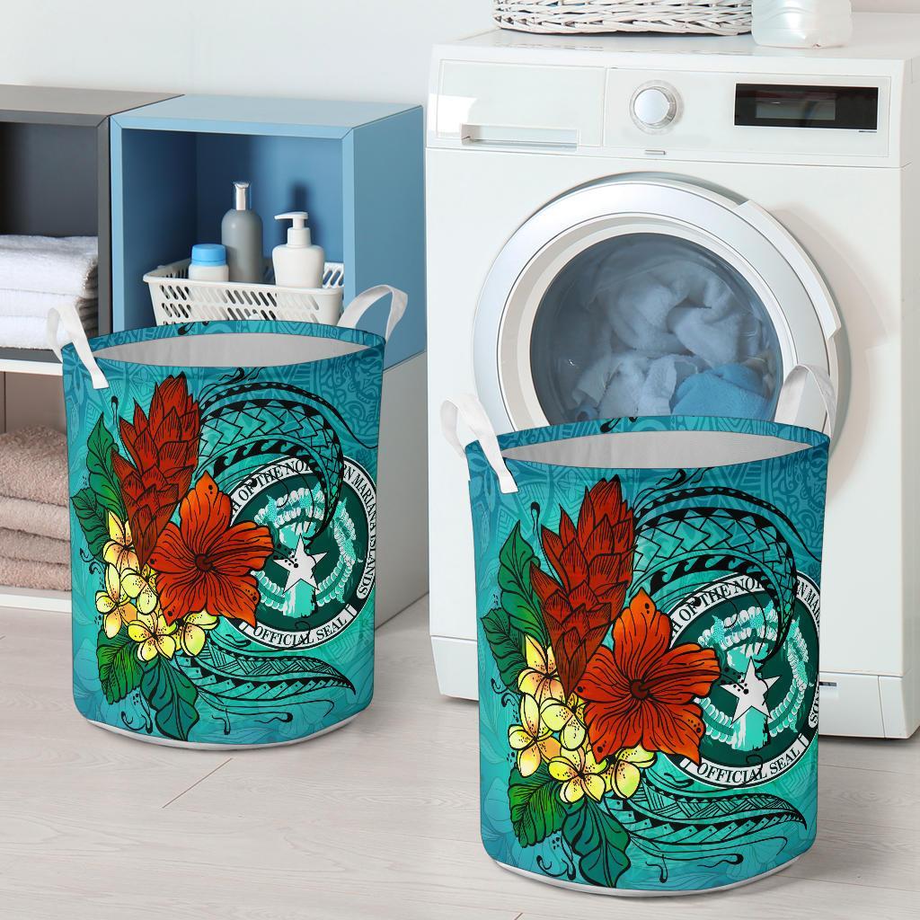 Northern Mariana Islands Laundry Basket - Tropical Flowers Style - Polynesian Pride