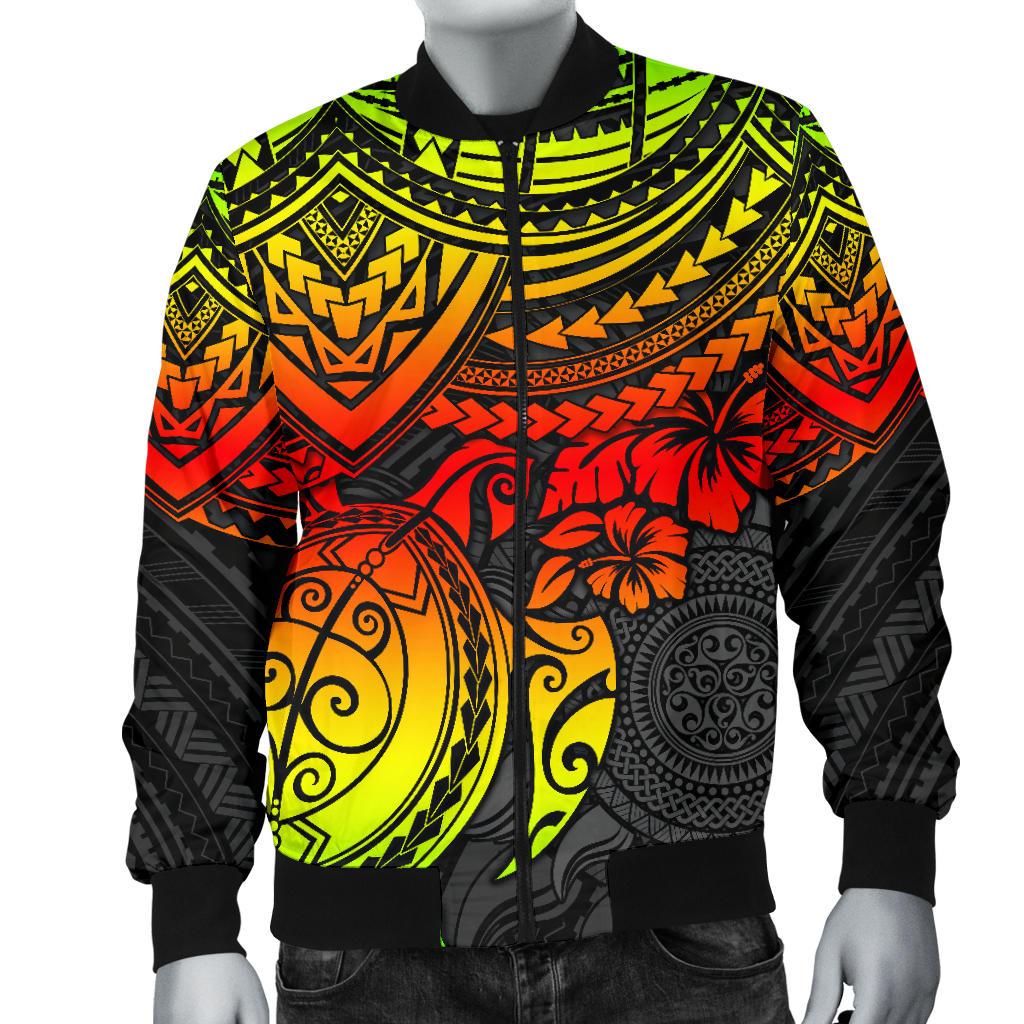 Polynesian Bomber Jacket (Men) - Polynesian Reggae Turtle - Polynesian Pride