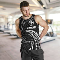Hawaii Polynesian Men Tank Top - White Tribal Wave - Polynesian Pride