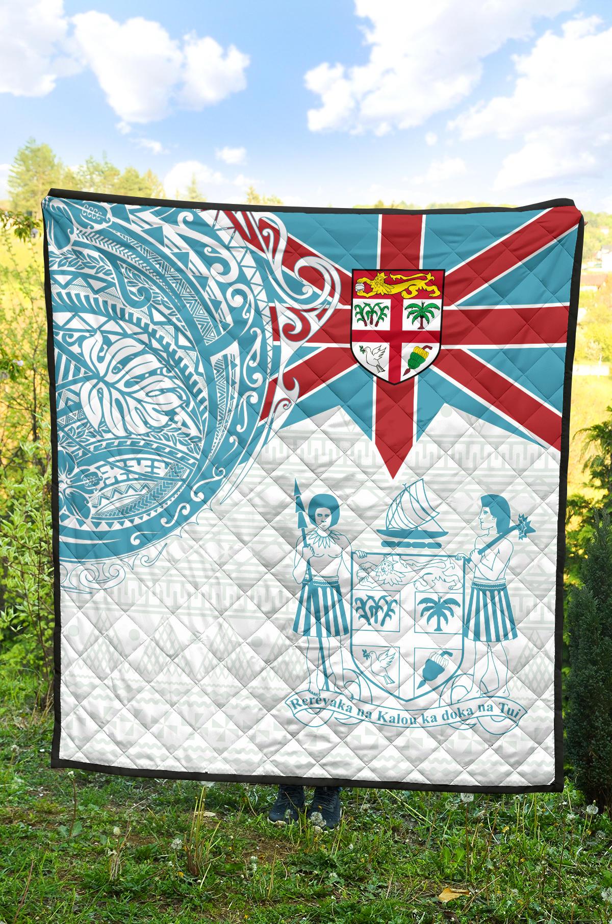 Fiji Polynesian Premium Quilt - Fiji Flag Fiji Flag with Coat of Arms - Polynesian Pride