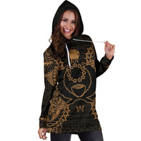 Pohnpei Polynesian Hoodie Dress Map Gold - Polynesian Pride